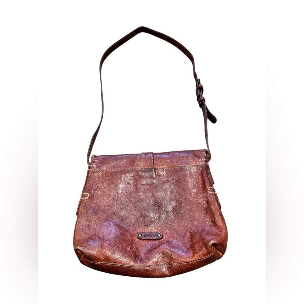 FRYE Artisan Red Leather Fold Over Crossbody Bag Purse - Picture 12 of 16